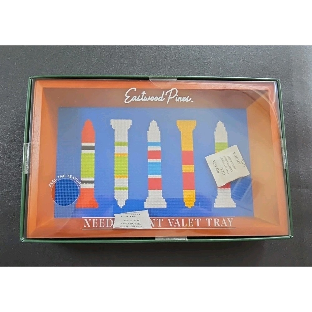 Needlepoint Valet Tray - Eastwood Pines - Golf Tees NWT